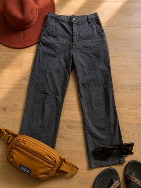 Toad&Co Coaster High Waist Wide Leg Crop Pants Charcoal Gorpcore Outdoor Travel